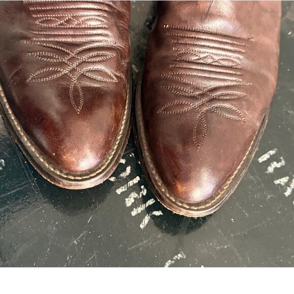 Vintage JUSTIN Brown Western Cowboy Boots Long Shank Men\'s size 9 D main image 3